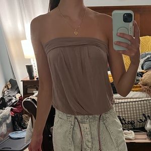 Nude boho tube top lascana size s-m beige sand taupe off the shoulder tan brown